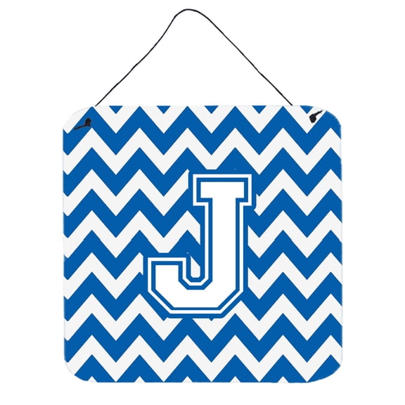 Carolines Treasures CJ1045-JDS66 Letter J Chevron Blue and White Wall or Door Hanging Prints 6HX6W multicolor