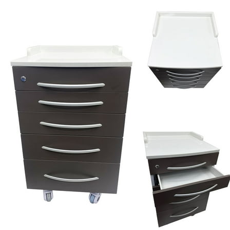 5 Drawers Mobile Office Dental File Storage Cabinet Office File Mobile Utility Storage Cart Brown