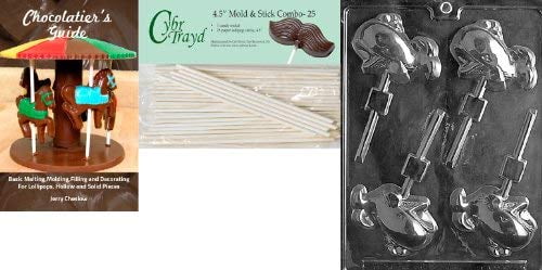 Cybrtrayd Whale Lolly Nautical Chocolate Candy Mold with 25 4.5-Inch Lollipop Sticks and Chocolatiers Guide
