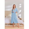 thumbnail image 2 of Ekouaer Robes for Women Lightweight Knit Waffle Bathrobe Full Length Kimono Casual Ladies Loungewear, 2 of 5
