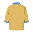 thumbnail image 4 of Collared Polo Shirts for Women Vintage Color Block 3/4 Sleeve Tops Patchwork Work Henley Shirts Casual Pullover Yellow S, 4 of 4