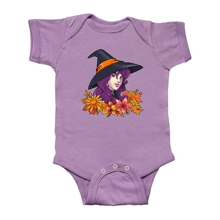 

Inktastic Witch with Autumn Flowers and Leaves Gift Baby Boy or Baby Girl Bodysuit