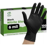 Comfy Package Black Disposable Nitrile Gloves for Food Prep Latex Free Glove, 100-Pack Medium