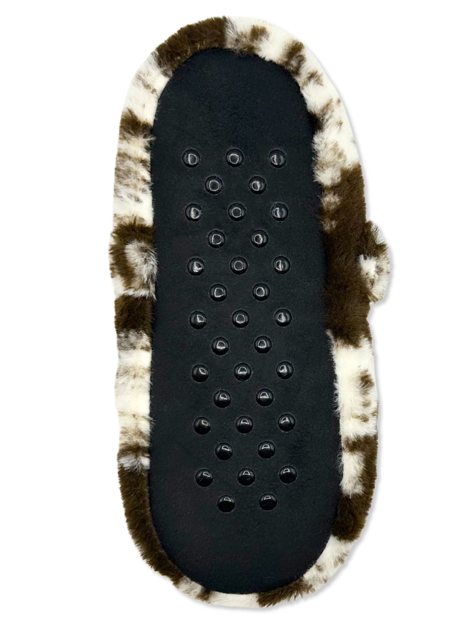 Fuzzy Babba Women's Faux Fur Cow Mary Jane Slipper Socks, 1-Pack, Shoe Sizes 7-9.5