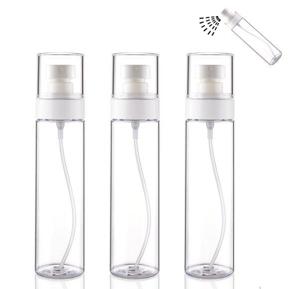 Cosywell Botellas de spray de niebla fina aprobadas por la TSA, 3.4 oz/3.4 fl oz, paquete de 3 botellas de tamaño de viaje a prueba de fugas, botella de plástico recargable para perfume, cuidado de la
