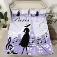 thumbnail image 2 of Feelyou Elegant Paris Girl Full Size Sheets, Chic Melody Music Bed Sheets, Fashion Eiffel Tower Sheet Sets, Lightweight Room Decor, 4pcs, 2 of 7