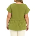 thumbnail image 4 of GRACE & GRANDEUR Women's Plus Size Babydoll Peplum Tops Pleated Front Ruffle Sleeve Crew Neck Flowy Casual Trendy Summer Blouses 2X Olive Green, 4 of 7