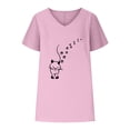 thumbnail image 4 of CHUMUD Cotton Linen Shirts for Women Short Sleeve V Neck Cat Floral Lightweight Tees Summer Casual Loose Fit, 4 of 4
