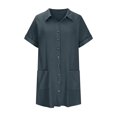 thumbnail image 5 of JSheng Womens Casual Shirt Dress Button Shirt Dress Loose Turndown Collar Short Sleeve Dresses with Pockets Navy M, 5 of 5