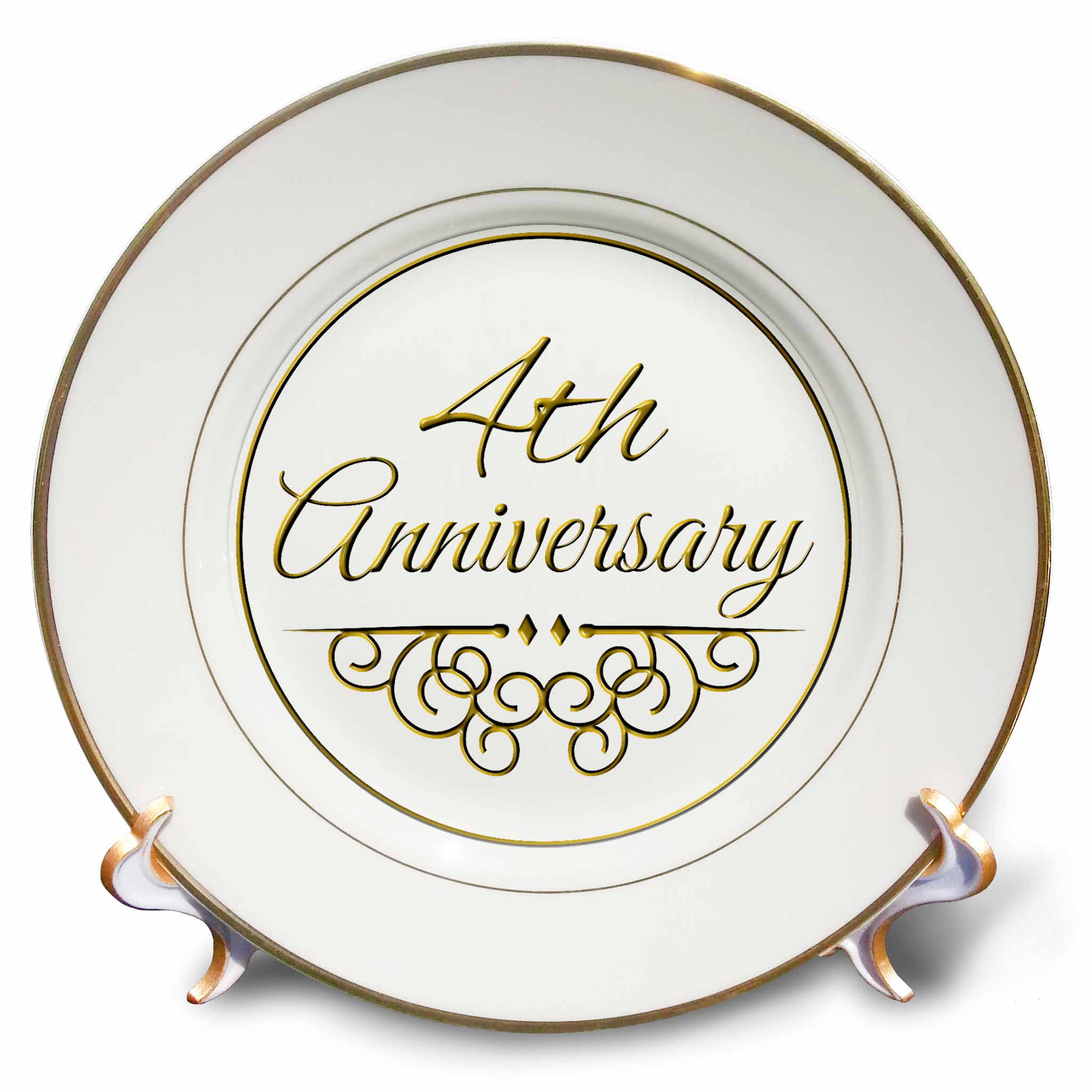 3drose 4th Anniversary Gift Gold Text For Celebrating Wedding