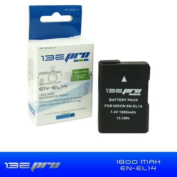 I3ePro EN-EL14 Battery for Nikon D3100, D3200, D3300, D3400, D5100, D5200, D5300, D5500, DF, Coolpix P7000, P7100, P7700, P7800 DSLR Cameras