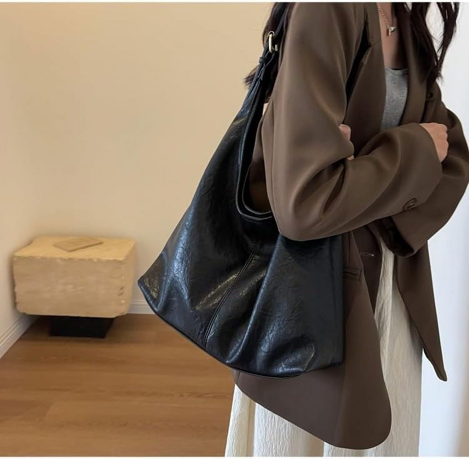 LinYooLi Hobo Bags for Women Soft PU Leather Tote Shoulder Bag Vintage Slouchy Handbag Purses