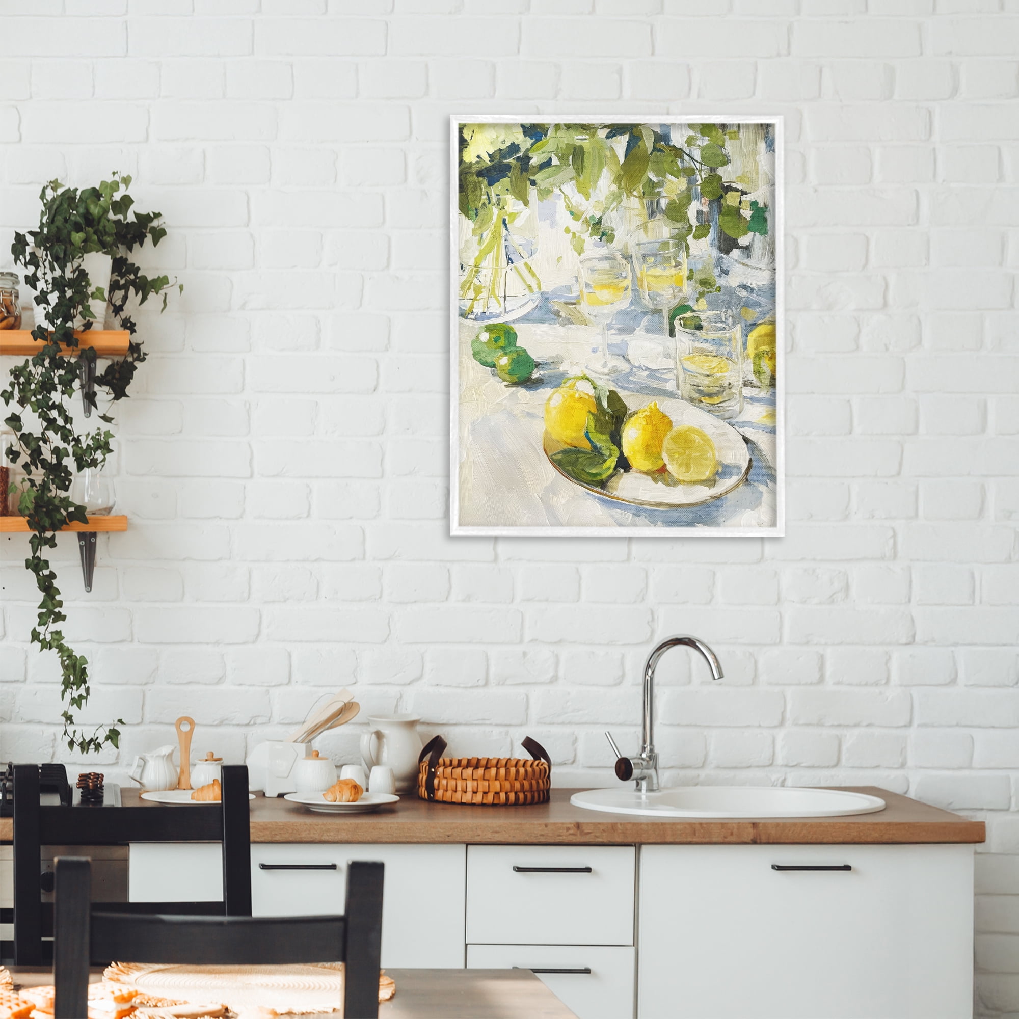 Stupell Industries Meringue Lemons Table Spread White Framed Giclee Art, design by Annabelle Hall