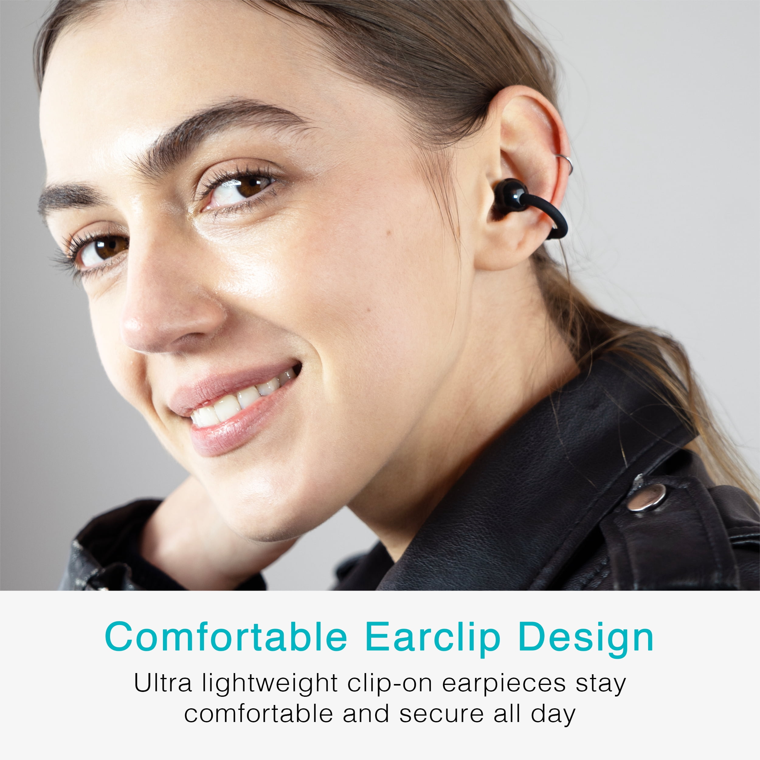 MEE audio Pebbles Air Open Ear True Wireless Earbuds: Earclip Headphones with Headset (Onyx)