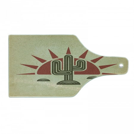

Arizona Cutting Board Tribal Style Saguaro and Sun Boho Decorative Tempered Glass Cutting and Serving Board in 3 Sizes by Ambesonne