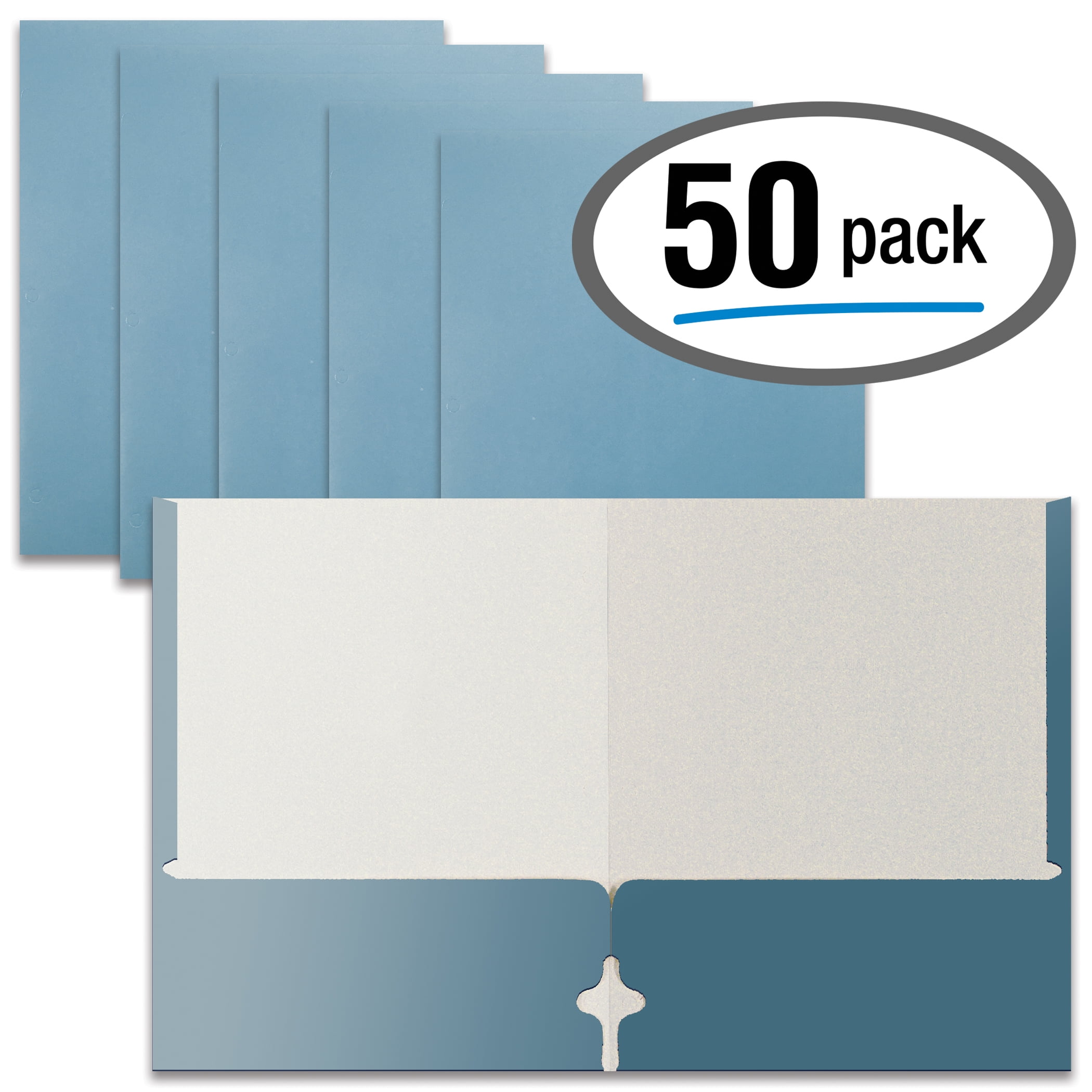 Two Pocket Portfolio Folders, 50Pack, LT. BLUE, Letter Size Paper
