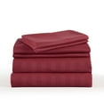 thumbnail image 4 of 4-Piece Stripe Burgundy Polyester Bed Sheet Set, King –18 inch Deep Pocket, 4 of 5