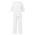 thumbnail image 3 of Women Fashion Casual Solid Color Shirt High Waist Loose Pocket Pant Two Piece Top And Bottom Set Casual Pantsuit for Women Snow Suit Women plus Size Pant Suit Bridesmaid Jumpsuit for Women Women's, 3 of 4