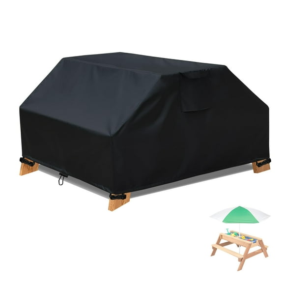 Waterproof Kids Picnic Table Cover For 3-In-1 Sand & Water Activity Table Black Rectangle Small Picnic Table Cover For Toddler Wood Outdoor Convertible Picnic Table Weatherproof Protection