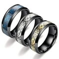 thumbnail image 2 of maskred Metal Fashionable Titanium Steel Dragon Pattern Ring Must-Have For Ring Lovers Made With Titanium Black+ silver 1Set, 2 of 6