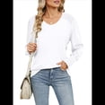 thumbnail image 1 of Camisas Casuales Holgadas de Larga para Mujer, Blusas Fruncidas con Cuello en V, Blusas de Moda. L, 1 of 10