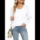 thumbnail image 1 of Camisas Casuales Holgadas de Larga para Mujer, Blusas Fruncidas con Cuello en V, Blusas de Moda. L, 1 of 10