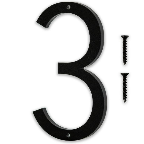 Discovered Designs Números de casa de dirección modernos de 5"" (3) para exterior - Fácil de instalar 3D Negro mate Resistente a la intemperie No se oxida Números individuales para dirección en casa H
