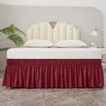 thumbnail image 5 of RUseeN Wrap Around Ruffled Bed Skirt with Adjustable Elastic Belt - 15 Inch Drop Easy to Put On, Wrinkle Free Bedskirt Dust Ruffles, Bed Frame Cover for Queen Size Beds, Burgundy, 5 of 7