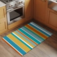 thumbnail image 2 of Blue Teal Orange Striped Entryway Rug 2'x3'&nbsp; Non Slip Front Door Mats, Farmhouse Stripe Entrance Rugs Indoor Outdoor Carpet, Washable Floor Mats Small Area Rug for Bedroom Kitchen, 2 of 8