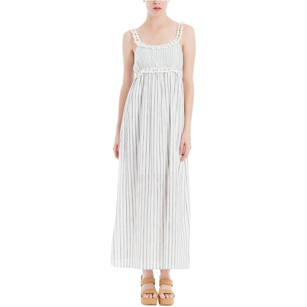 Max Studio London Maxi vestido con volantes para mujer, blanco, grande Max Studio London Maxi