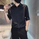 thumbnail image 5 of Camisas para hombre Camisa blanca lisa de manga larga para hombre Ropa popular coreana Trendyol Casual Cosas baratas con estilo coreano Original, 5 of 5