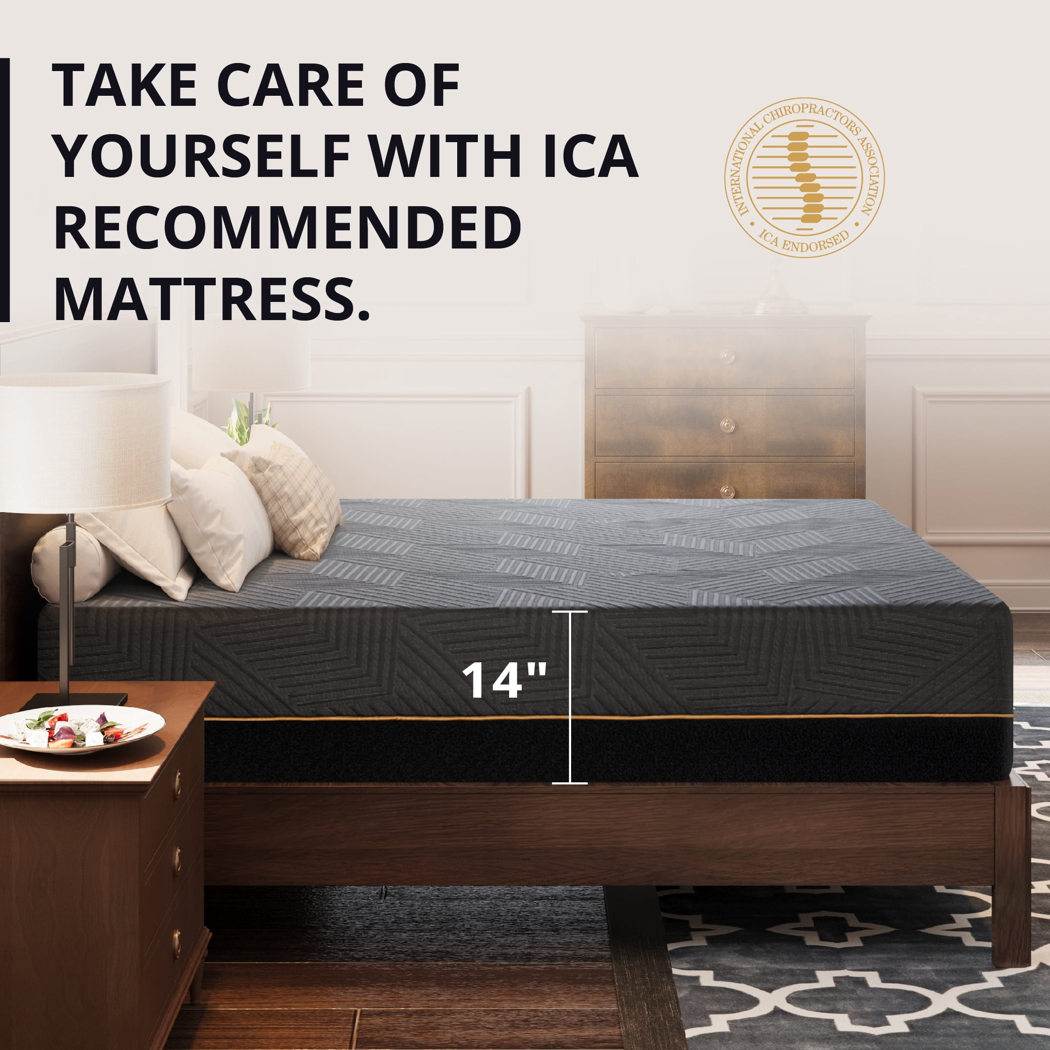 EGOHOME 14 inch Firm Full Mattress, Memory Foam Mattres with Cooling Cover, Bed in a Box, CertiPUR-US Certified, Breathable and Supportive, Made in USA, 54x75x14 Black