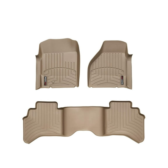WeatherTech Custom Fit FloorLiners compatible with Dodge Ram Truck 1500, Ram Truck 2500/3500 - 1st & 2nd Row, Tan
