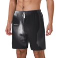 thumbnail image 2 of Uemuo Mystical Masked Figure Monochrome Pattern Mens Swim Trunks Quick Dry Board Shorts with Mesh Lining, Stretch Beach Shorts Quick Dry No-Chafing Board Shorts-X-Large, 2 of 9