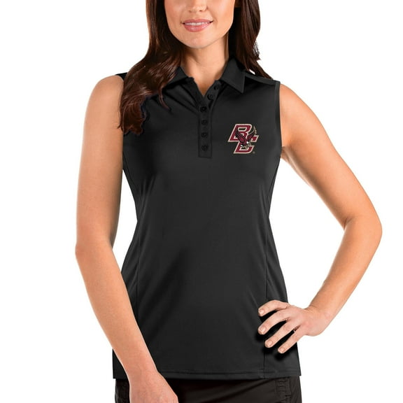 Women's Antigua Black Boston College Eagles Tribute Sleeveless Polo