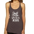 thumbnail image 1 of Wild Bobby Just A Girl Who Loves Jesus Inspirational/Christian Women Tri-Blend Racerback Tank Top, Brown, Small, 1 of 5
