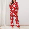thumbnail image 3 of Kll Maple Leaves Print Women'S Long Sleeve Pajamas With Pants Sleepwear Loungewear 2 Set-X-Large, 3 of 9