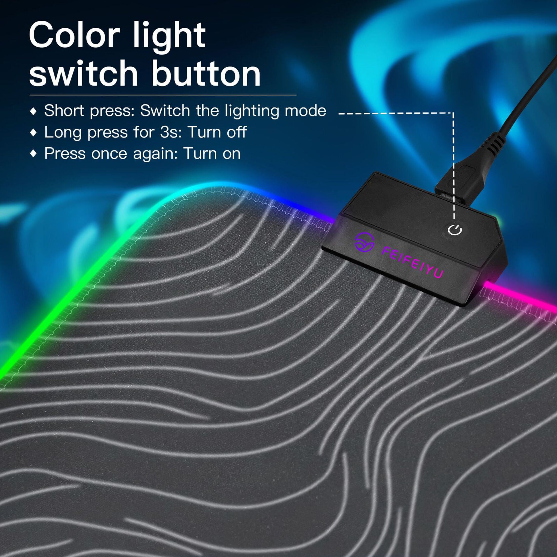 Large RGB Gaming Mouse Pad Led Glowing Mousepad Non-Slip Rubber Base 13 Light Modes 31.5x11.8 Topographic Line