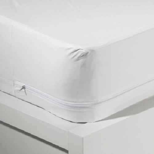 Mainstays Vinyl Waterproof Zippered White Mattress Protector, 1 Each