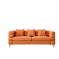 thumbnail image 2 of Spaco 81" Deep Seating Sectional Sofa, 3 Seater Comfort Teddy Fabric Couch, Soft Sitting with 3 Pillows for Living Room, Bedroom, Office, Orange, 2 of 11