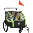 thumbnail image 1 of Aosom Child Baby Bike Trailer Kids 2 Seater, Bike Stroller Toddler, Green, 1 of 10