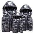 thumbnail image 5 of Chaleco de algodón con cuello alto y cara brillante para padres e hijos de otoño e invierno, chaleco de algodón ajustado con capucha y acolchado de marca de moda para hombres, para parejas, 5 of 5