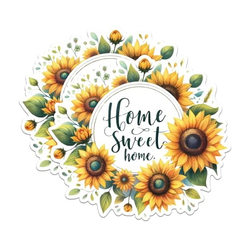 (2 Pack) Home Sweet Home Magnets - Sunflower Decor Magnets - Floral Kitchen Magnets- 5" On Longest Side - for Fridges, Toolboxes, Cars - Made in USA - MAG2561