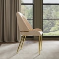 thumbnail image 2 of Set of 2 Champagne Color Faux Leather Dining Chair with Matte Gold Frame, 2 of 6