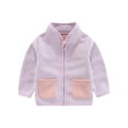 thumbnail image 2 of Fall Saving! HVOBTTY Toddler Zipper Jacket, Kids Fall and Winter Coats, Kids Casual Color Warm Block Fleece Zipper Jacket Purple, 9-10Years, 2 of 4