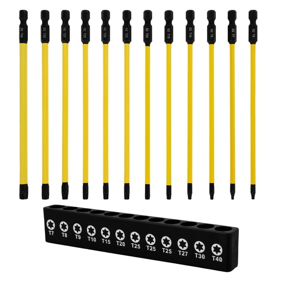 Sutowe 12 Pcs Magnetic Long Bit Set S2 Alloy Steel Screwdriver Bit Set with 1/4 Inches Hex Shank for Electric and Manual Screwdriver
