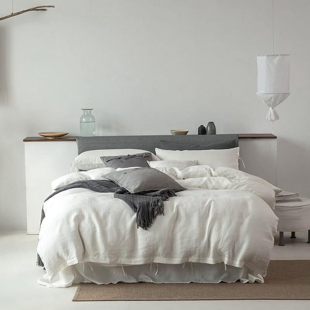 Juego de cama blanco 100% lino