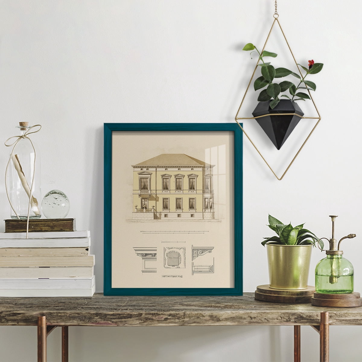 Estate and Plan VI -Framed Print w/glass-Ocean Blue