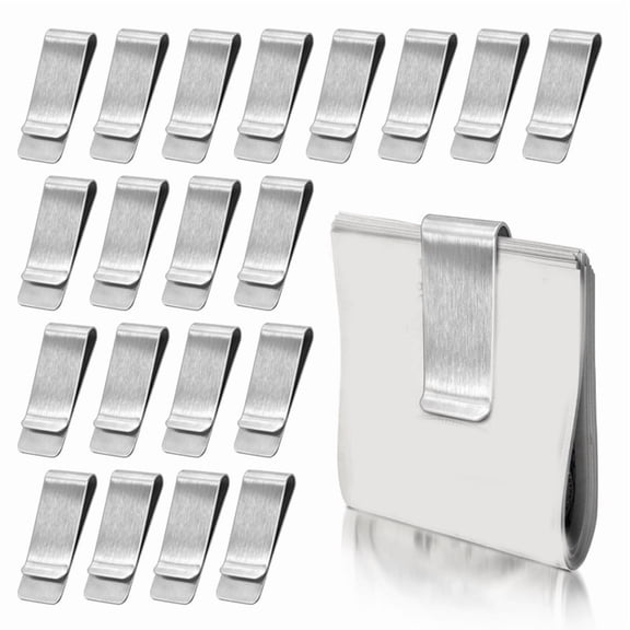 20Pack Stainless Steel Money Clip Silver Slim Cash Clip,Card Holder Metal Clips Minimalist Pocket Wallet