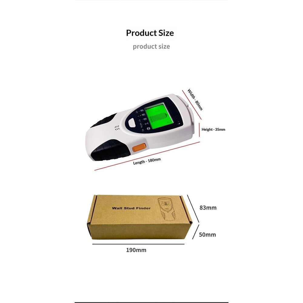 Stud Finder Wall Scanner 5 in 1 Electronic Stud Detector with LCD Display and Audio Alarm Stud Sensor Beam Finders for Wood Metal Studs and AC Wire Detection